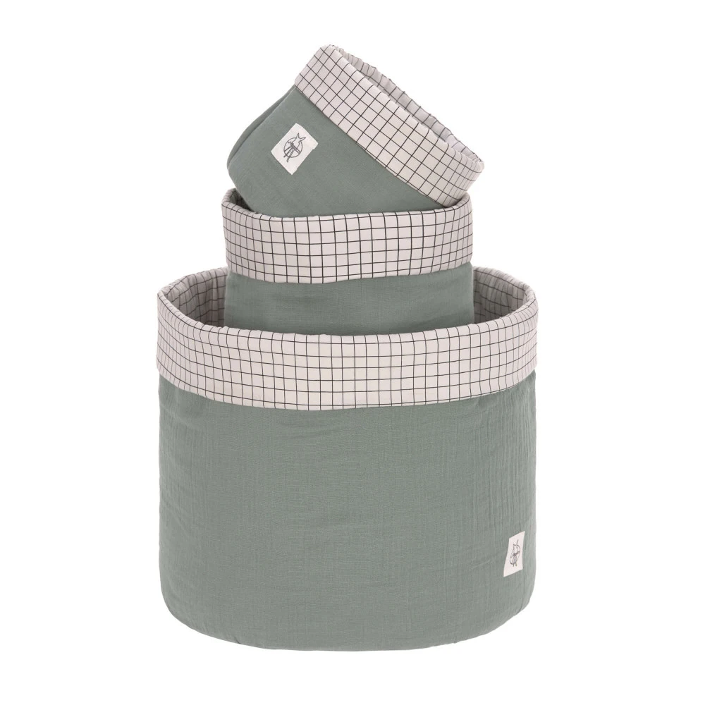 LÄSSIG Laessig Opbergmanden Set 3 Stuks Muslin Green, 100% Organisch Katoen 6 LÄSSIG Laessig Opbergmanden Set 3 Stuks Muslin Green, 100% Organisch Katoen - Afbeelding 4