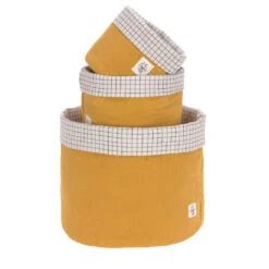 LÄSSIG Laessig Opbergmanden Set 3 Stuks Muslin Mosterd, 100% Organisch Katoen -Babyverzorging Winkel image 24281
