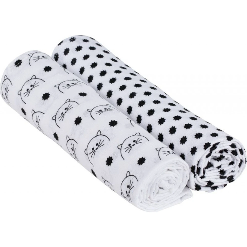 Laessig Hydrofiel XL Swaddle Little Chums Cat 2St. 120x120 Cm 3 Laessig Hydrofiel XL Swaddle Little Chums Cat 2St. 120x120 Cm