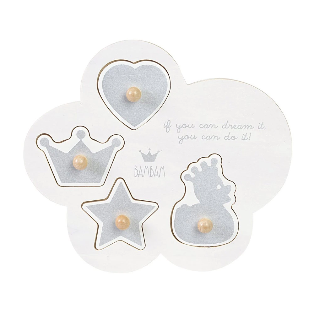 BAMBAM Houten Puzzel Kroon Eend Ster Hart 3 BAMBAM Houten Puzzel Kroon Eend Ster Hart