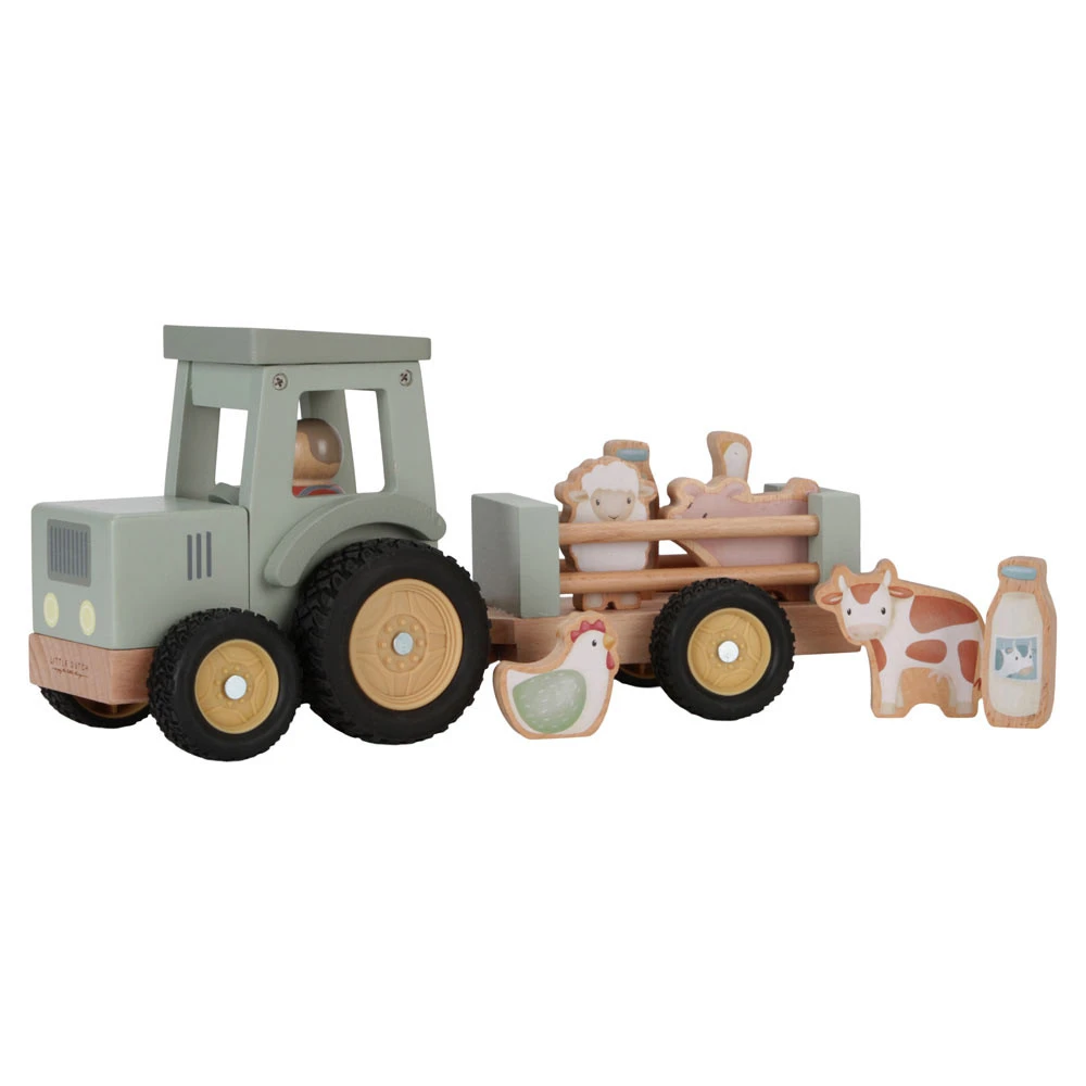 Little Dutch Tractor Met Trailer Little Farm FSC 3 Little Dutch Tractor Met Trailer Little Farm FSC